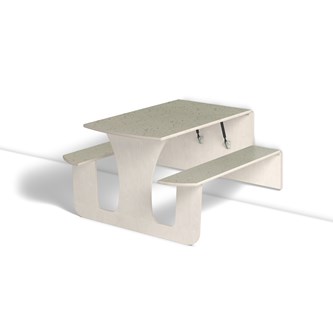 Vegghengt bord Henke linoleum med benk 140x70x72